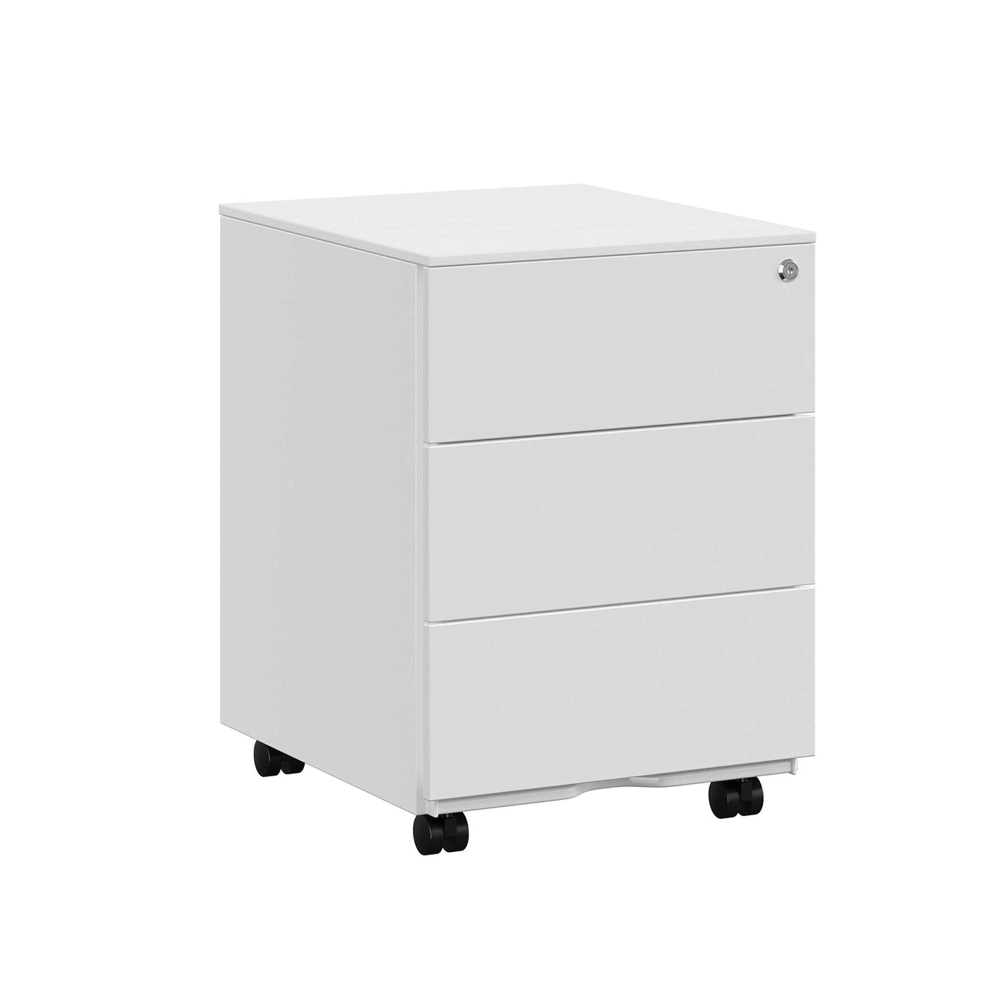 Rollcontainer aus Stahl – 3 Schubladen, abschliessbar, Weiss