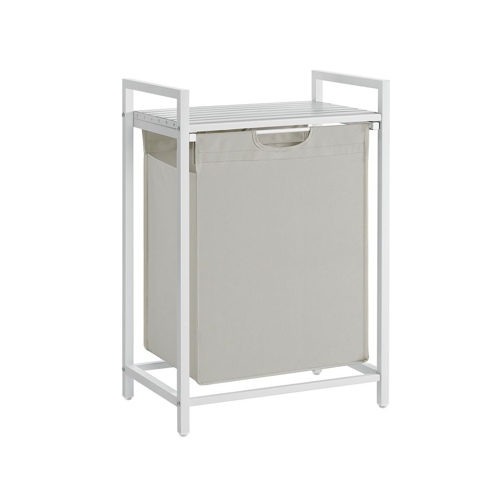 Weisser Wäschekorb mit Ablagefläche - Wäschebehälter mit einem Fach (65L) fürs Badezimmer, Schlafzimmer