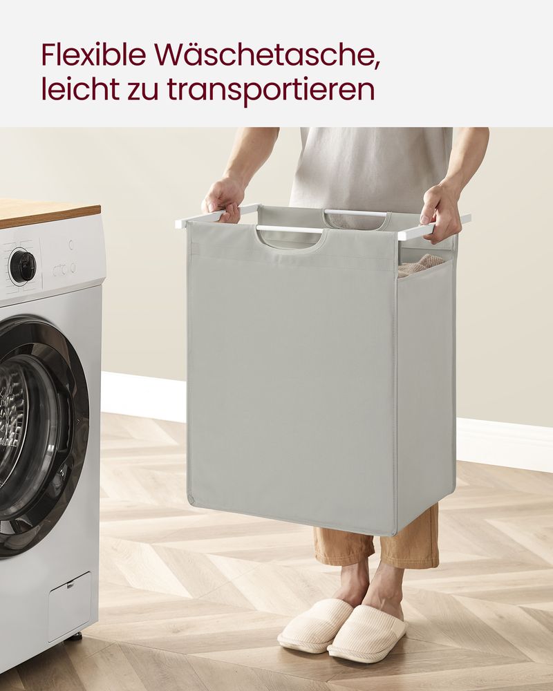 Weisser Wäschekorb mit Ablagefläche - Wäschebehälter mit einem Fach (65L) fürs Badezimmer, Schlafzimmer