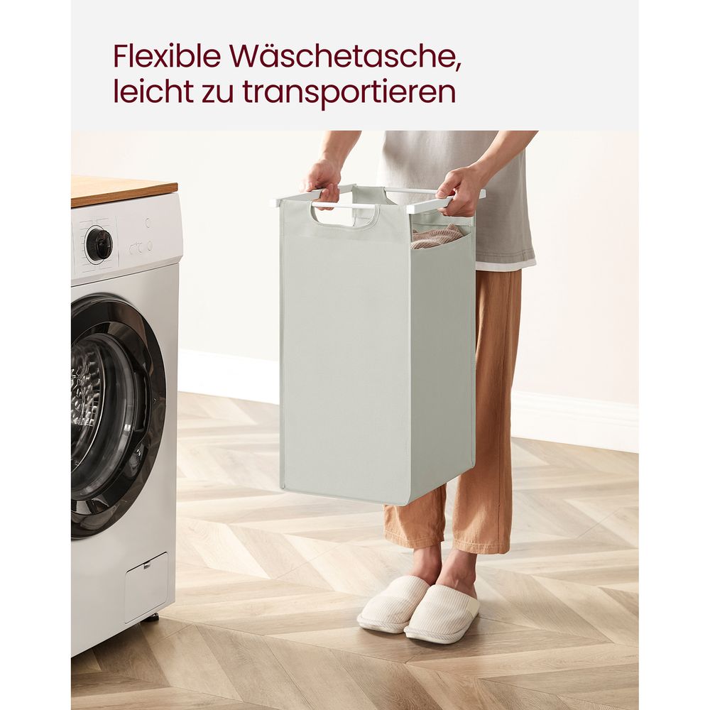 Weisser Wäschekorb mit 2 Ablageflächen - Wäschebehälter mit zwei Fächern fürs Badezimmer, Schlafzimmer