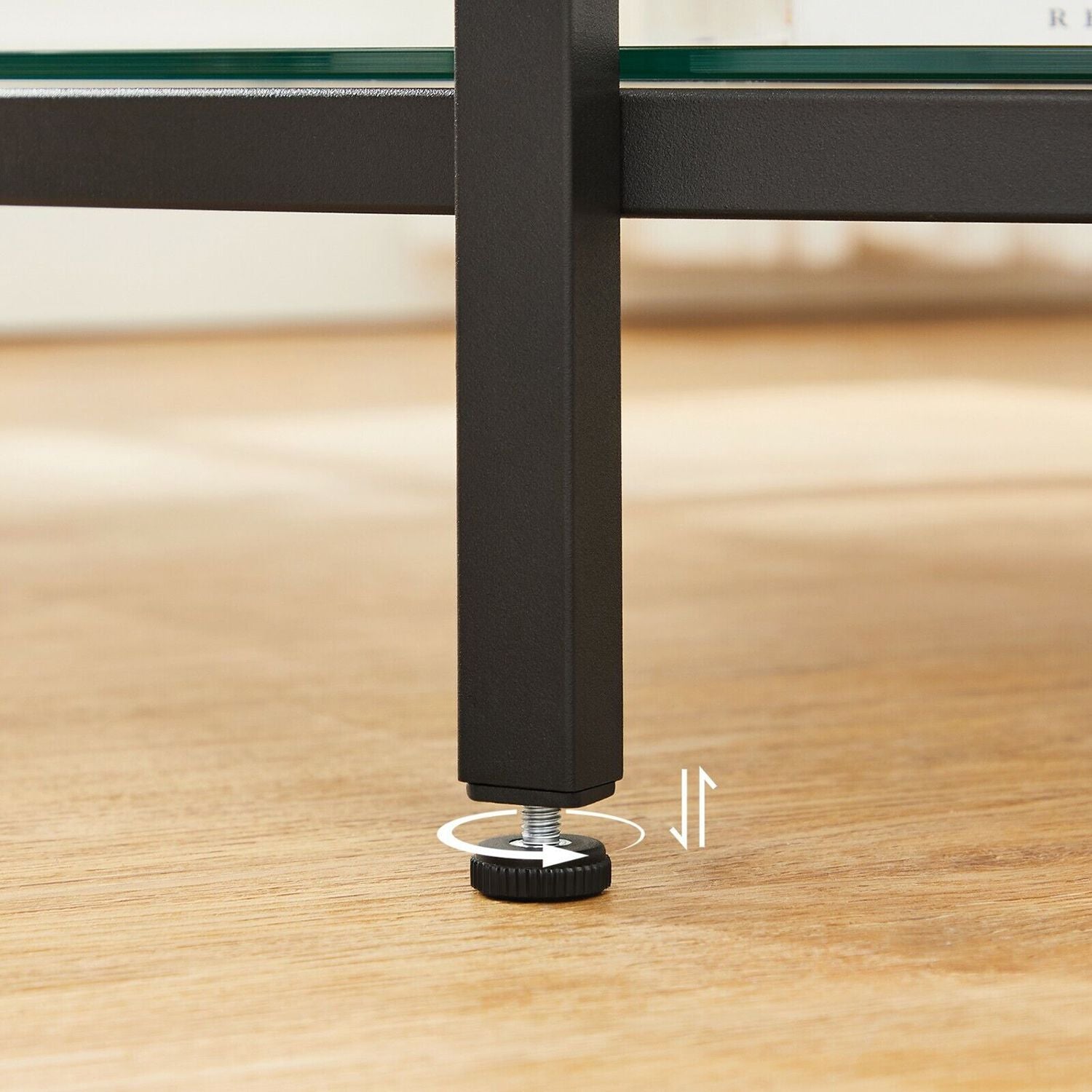 Runder Couchtisch mit Glasplatte & Marmoroptik – Ø 80 cm, Schwarz / Weiss, Modernes Design